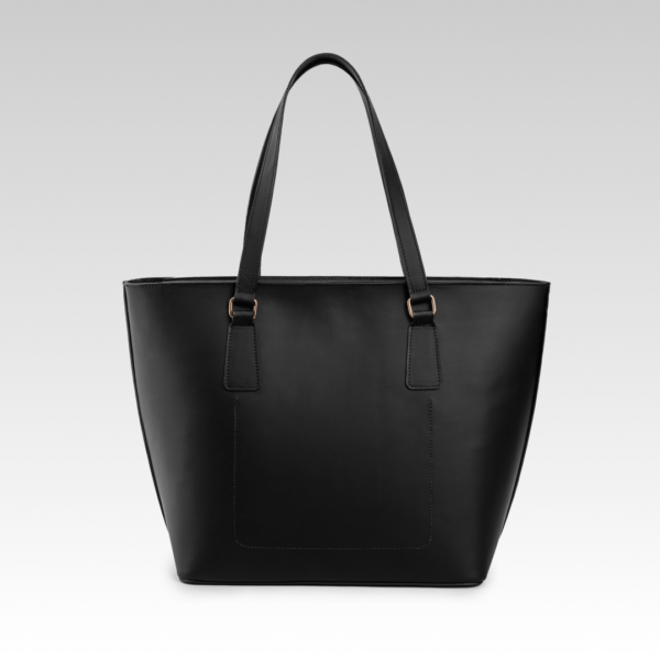 Bolsa Shopping Couro Liso Preto Adelie - Image 2