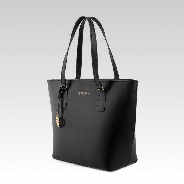 Bolsa Shopping Couro Liso Preto Adelie - Image 3