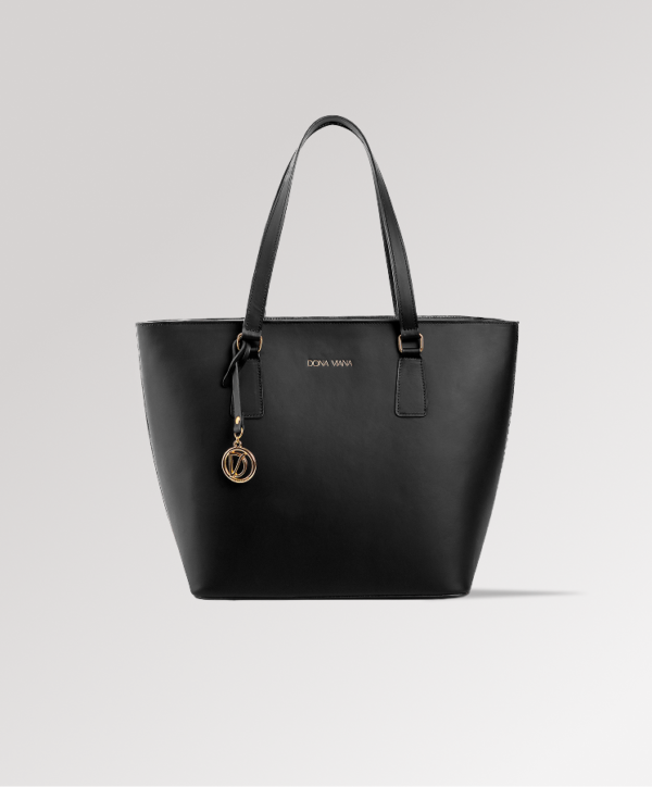 Bolsa Shopping Couro Liso Preto Adelie