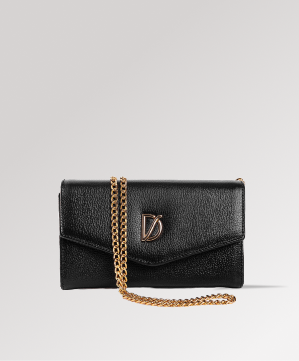 Bolsa Clutch Couro Preto Jade
