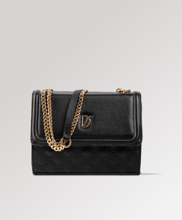 Bolsa Quilted Couro Preto Aura